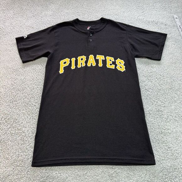 Majestic Pirates Shirt Mens Small‎ Black Pittsburgh MLB Baseball Sports Top - Picture 1 of 10